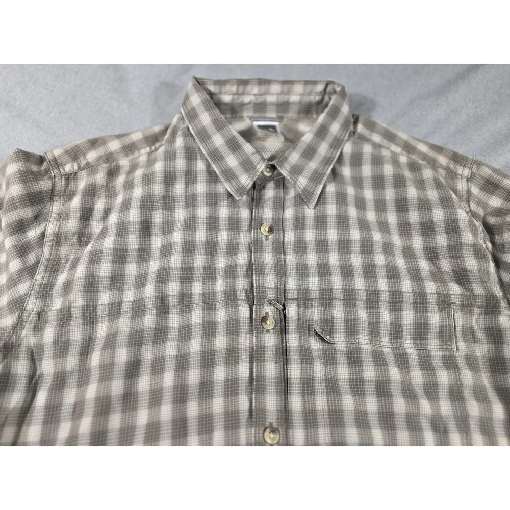 The North Face Shirt Mens LARGE Long Sleeve Button Up Gray Plaid Outdoors Hiking